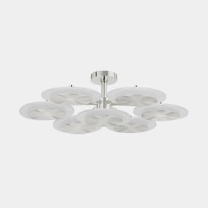 Corbett Pendant Chandelier Polished Nickel / Vintage Polished Brass Topaz 7 Disk Ceiling Light