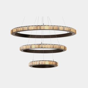 CTO Lighting Chandelier Honed Alabaster / Bronze / DALI A Avalon Triple Chandelier  - Ceiling Mounted