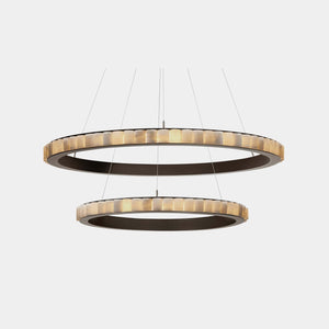 CTO Lighting Chandelier Honed Alabaster / Bronze / Standard Integrated LED Avalon Chandelier Halo X-Large - Ceiling Mounted