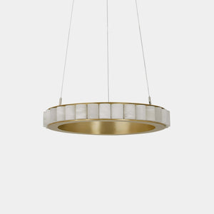 CTO Lighting Chandelier Honed Alabaster / Satin Brass / DALI A Avalon Medium Chandelier  - Ceiling Mounted