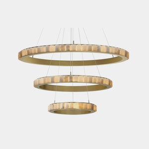 CTO Lighting Chandelier Honed Alabaster / Satin Brass / DALI A Avalon Triple Chandelier  - Ceiling Mounted