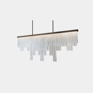 CTO Lighting Chandelier Wavy Kiln Glass / Bronze / Standard Integrated LED Cascata Long Chandelier - Ceiling Mounted