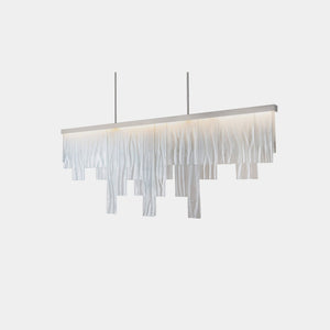 CTO Lighting Chandelier Wavy Kiln Glass / Polished Nickel / Standard Integrated LED Cascata Long Chandelier - Ceiling Mounted