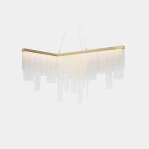 CTO Lighting Chandelier Wavy Kiln Glass / Satin Brass / DALI A Cascata Chandelier - Ceiling Mounted