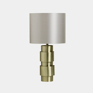 CTO Lighting Table Lamp Dove Grey Silk / Satin Brass / 5 AMP Plug CTO Ring Table Lamp