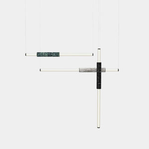 EMPTY STATE Pendant Chandelier Black Anodised / Black / White / Green Light Pipe S58-11 Pendant Light