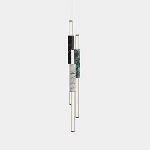 EMPTY STATE Pendant Chandelier Black Anodised / Black / White / Green Light Pipe S58-16 Pendant Light