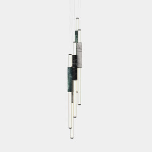 EMPTY STATE Pendant Chandelier Black Anodised / Black / White / Green Light Pipe S58-17 Pendant Light