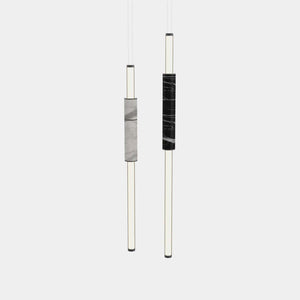 EMPTY STATE Pendant Chandelier Black Anodised / Black / White Light Pipe S58-07 Pendant Light