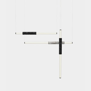 EMPTY STATE Pendant Chandelier Black Anodised / Black / White Light Pipe S58-11 Pendant Light