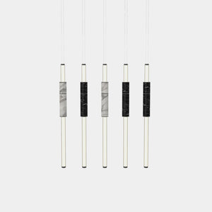 EMPTY STATE Pendant Chandelier Black Anodised / Black / White Light Pipe S58-15 Pendant Light