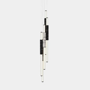 EMPTY STATE Pendant Chandelier Black Anodised / Black / White Light Pipe S58-17 Pendant Light