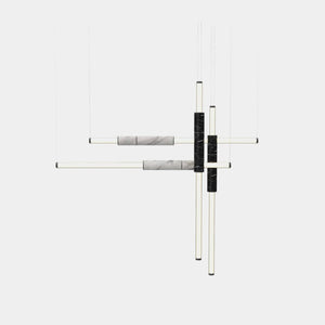 EMPTY STATE Pendant Chandelier Black Anodised / Black / White Light Pipe S58-18 Pendant Light