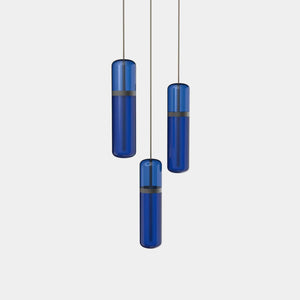 EMPTY STATE Pendant Chandelier Black Anodised / Blue Pill Shaped Pendant Light S36-02