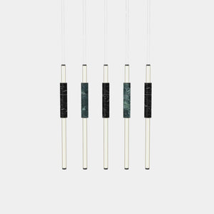 EMPTY STATE Pendant Chandelier Black Anodised / Green / Black Light Pipe S58-15 Pendant Light