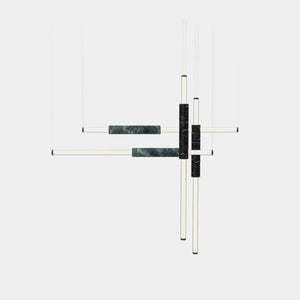 EMPTY STATE Pendant Chandelier Black Anodised / Green / Black Light Pipe S58-18 Pendant Light