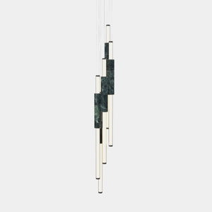 EMPTY STATE Pendant Chandelier Black Anodised / Green Light Pipe S58-17 Pendant Light