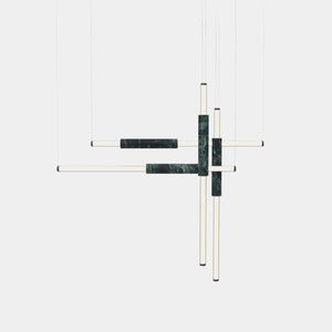 EMPTY STATE Pendant Chandelier Black Anodised / Green Light Pipe S58-18 Pendant Light