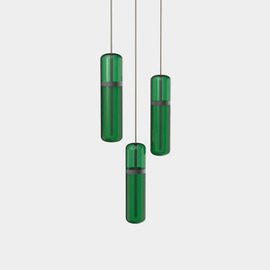 EMPTY STATE Pendant Chandelier Black Anodised / Green Pill Shaped Pendant Light S36-02