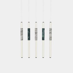 EMPTY STATE Pendant Chandelier Black Anodised / Green / White Light Pipe S58-15 Pendant Light