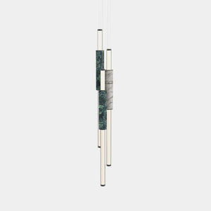 EMPTY STATE Pendant Chandelier Black Anodised / Green / White Light Pipe S58-16 Pendant Light