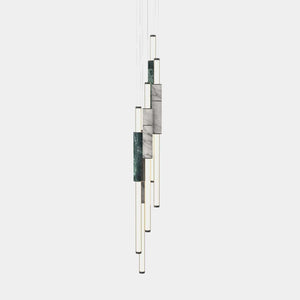 EMPTY STATE Pendant Chandelier Black Anodised / Green / White Light Pipe S58-17 Pendant Light