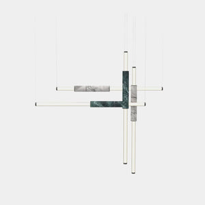 EMPTY STATE Pendant Chandelier Black Anodised / Green / White Light Pipe S58-18 Pendant Light