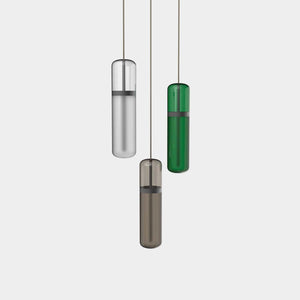 EMPTY STATE Pendant Chandelier Black Anodised / Opal / Smoked / Green Pill Shaped Pendant Light S36-02