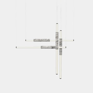 EMPTY STATE Pendant Chandelier Black Anodised / White Light Pipe S58-18 Pendant Light