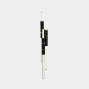 EMPTY STATE Pendant Chandelier Brushed Brass / Black Light Pipe S58-16 Pendant Light