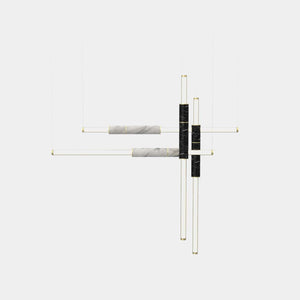 EMPTY STATE Pendant Chandelier Brushed Brass / Black / White Light Pipe S58-18 Pendant Light