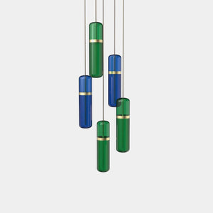 EMPTY STATE Pendant Chandelier Brushed Brass / Blue / Green Pill S36-03 Pendant Light