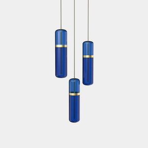 EMPTY STATE Pendant Chandelier Brushed Brass / Blue Pill Shaped Pendant Light S36-02