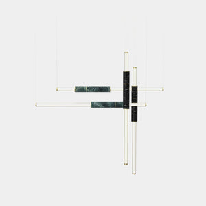 EMPTY STATE Pendant Chandelier Brushed Brass / Green / Black Light Pipe S58-18 Pendant Light