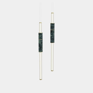 EMPTY STATE Pendant Chandelier Brushed Brass / Green Light Pipe S58-05 Pendant Light