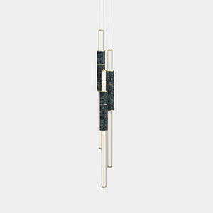 EMPTY STATE Pendant Chandelier Brushed Brass / Green Light Pipe S58-16 Pendant Light