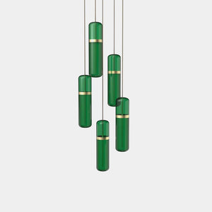 EMPTY STATE Pendant Chandelier Brushed Brass / Green Pill S36-03 Pendant Light