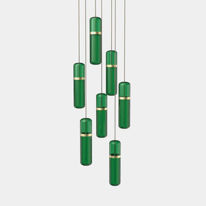 EMPTY STATE Pendant Chandelier Brushed Brass / Green Pill S36-04 Pendant Light