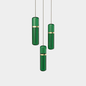 EMPTY STATE Pendant Chandelier Brushed Brass / Green Pill Shaped Pendant Light S36-02