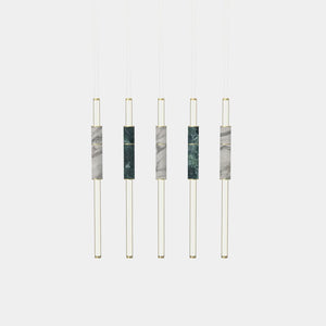 EMPTY STATE Pendant Chandelier Brushed Brass / Green / White Light Pipe S58-15 Pendant Light