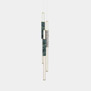 EMPTY STATE Pendant Chandelier Brushed Brass / Green / White Light Pipe S58-16 Pendant Light