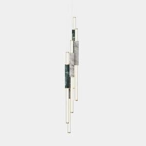 EMPTY STATE Pendant Chandelier Brushed Brass / Green / White Light Pipe S58-17 Pendant Light