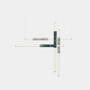 EMPTY STATE Pendant Chandelier Brushed Brass / Green / White Light Pipe S58-18 Pendant Light