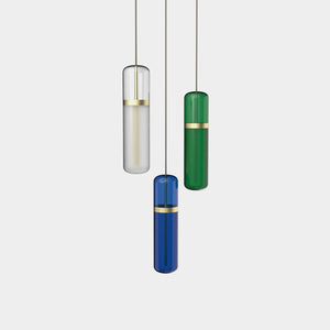 EMPTY STATE Pendant Chandelier Brushed Brass / Opal / Blue / Green Pill Shaped Pendant Light S36-02