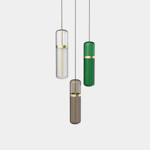 EMPTY STATE Pendant Chandelier Brushed Brass / Opal / Smoked / Green Pill Shaped Pendant Light S36-02