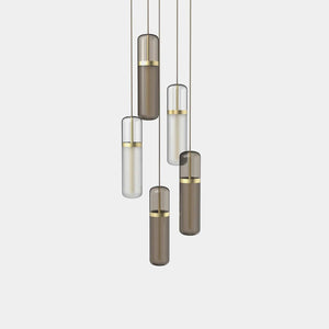 EMPTY STATE Pendant Chandelier Brushed Brass / Opal / Smoked Pill S36-03 Pendant Light