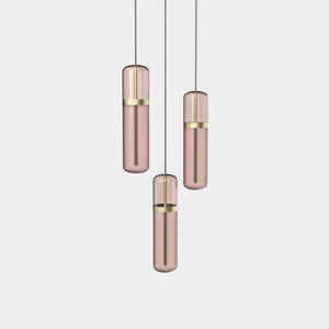 EMPTY STATE Pendant Chandelier Brushed Brass / Pink Pill Shaped Pendant Light S36-02