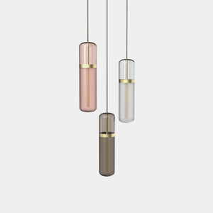 EMPTY STATE Pendant Chandelier Brushed Brass / Pink / Smoked / Opal Pill Shaped Pendant Light S36-02