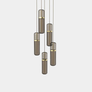 EMPTY STATE Pendant Chandelier Brushed Brass / Smoked Pill S36-03 Pendant Light