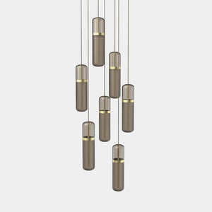 EMPTY STATE Pendant Chandelier Brushed Brass / Smoked Pill S36-04 Pendant Light